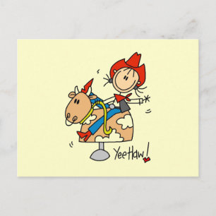 Stickfiguur Cowgirl Yee Haw T-shirts en cadeaus Briefkaart