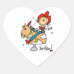 Stickfiguur Cowgirl Yee Haw T-shirts en cadeaus Hart Sticker