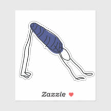 Stickfiguur die yoga doet naar beneden kijkende ho