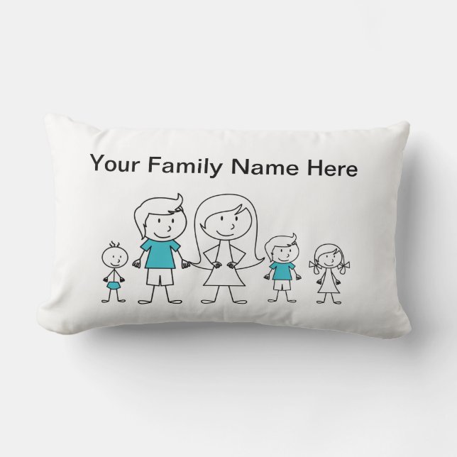 Stickfiguur familie kussen (Voorkant)