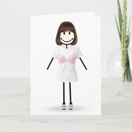 Stickfiguur Meisje Borstkanker Overlevende Kaart (Voorkant)