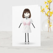 Stickfiguur Meisje Borstkanker Overlevende Kaart (Gele Bloem)