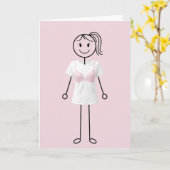Stickfiguur Meisje Borstkanker Overlevende Kaart (Gele Bloem)