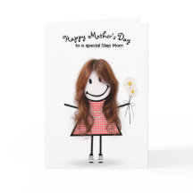 Stickfiguur meisje Moederdag voor stiefmoeder