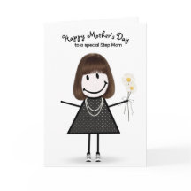 Stickfiguur meisje Moederdag voor stiefmoeder