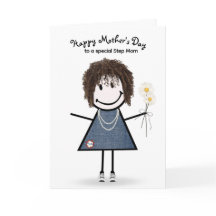 Stickfiguur meisje Moederdag voor stiefmoeder