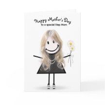 Stickfiguur meisje Moederdag voor stiefmoeder  