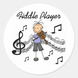 Stickfiguur Meisje Vioolspeler T-shirts en Cadeaus Ronde Sticker