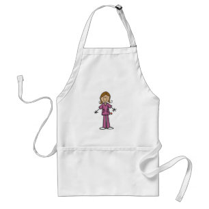 Stickfiguur verpleegster met medium huidskleur standaard schort
