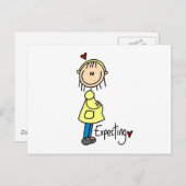 Stickfiguur Verwacht Baby Briefkaart (Voorkant / Achterkant)