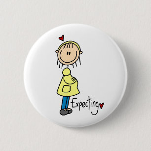 Stickfiguur Verwacht Baby Ronde Button 5,7 Cm