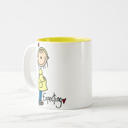 Stickfiguur Verwacht Baby Tweekleurige Koffiemok (Voorkant links)