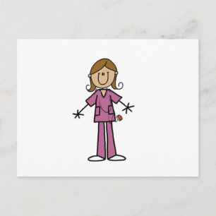 Stickfiguur vrouwelijke verpleegster met gemiddeld briefkaart
