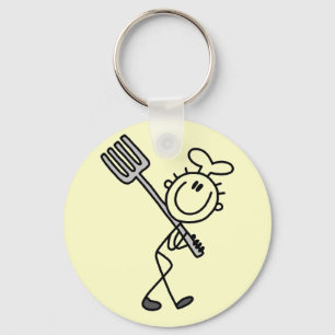 Stickfiguurchef met vork T-shirts en cadeaus Sleutelhanger