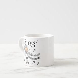Stickfiguurmeisje Ik zing T-shirts en cadeaus Espresso Kop