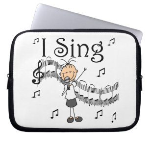 Stickfiguurmeisje Ik zing T-shirts en cadeaus Laptop Sleeve