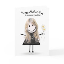 Stickfiguurmeisje Moederdag voor stiefmoeder