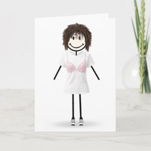 Stickfiguurmeisje overlevende van borstkanker kaart
