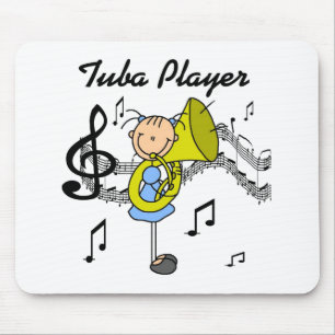Stickfiguurmeisje Tubaspeler T-shirts en cadeaus Muismat