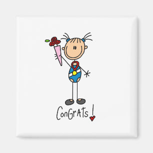 Stickfiguurmeisje wint magneet met medaille