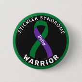 Stickler Syndrome Warrior Ribbon Black Button (Voorkant)
