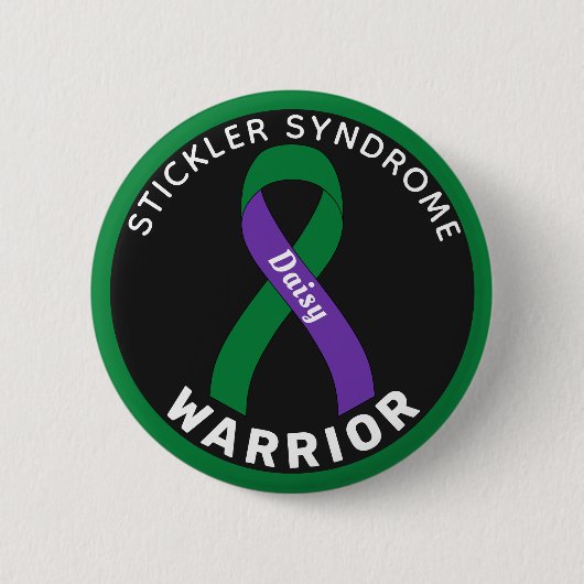 Stickler Syndrome Warrior Ribbon Black Button (Voorkant)