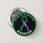 Stickler Syndrome Warrior Ribbon Black Button (Voorkant /achterkant)