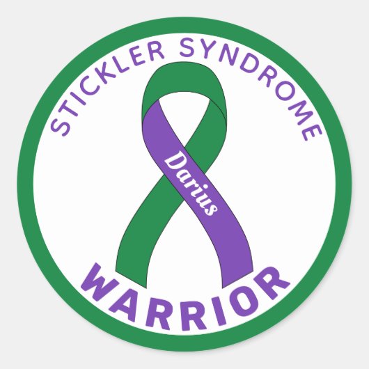 Stickler Syndrome Warrior Ribbon White Ronde Sticker (Voorkant)
