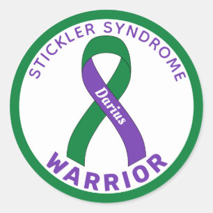 Stickler Syndrome Warrior Ribbon White Ronde Sticker