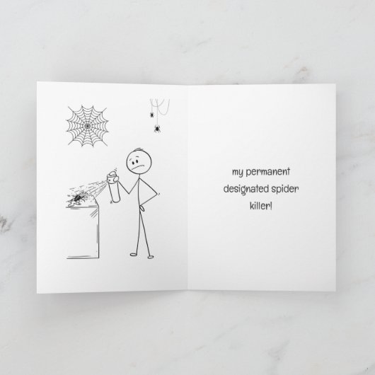 Stickman Funny Modern Spider Joke Valentijnsdag Kaart (Binnen)