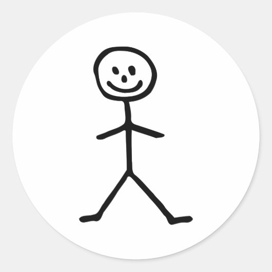 Stickman man ronde sticker (Voorkant)
