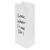 Stickman met een glas wijn schattig zwart wit cadeautas (Achterkant Gekanteld)