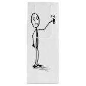 Stickman met een glas wijn schattig zwart wit cadeautas (Voorkant)