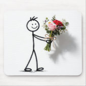 Stickman Met Roos Boeket Muismat (Voorkant)