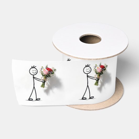 Stickman Met Roos Boeket Satijnen Lint (Spoel)