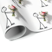 Stickman Met Rozenboeket Cadeaupapier (Rol Hoek)