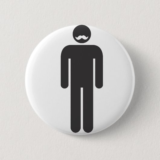 Stickman Moustache Ronde Button 5,7 Cm (Voorkant)