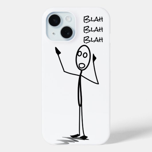 Stickman on phone funny Black and white blah blah Case-Mate iPhone Case (Achterkant)