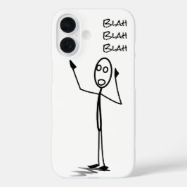Stickman op telefoon grappig Zwart en wit bla bla iPhone 16 Hoesje