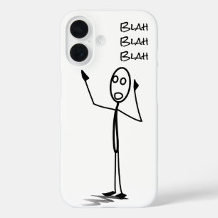 Stickman op telefoon grappig Zwart en wit bla bla iPhone 16 Hoesje
