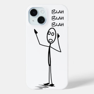 Stickman op telefoon grappig Zwart en wit bla bla iPhone 15 Case
