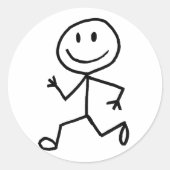 Stickman Runner Ronde Sticker (Voorkant)