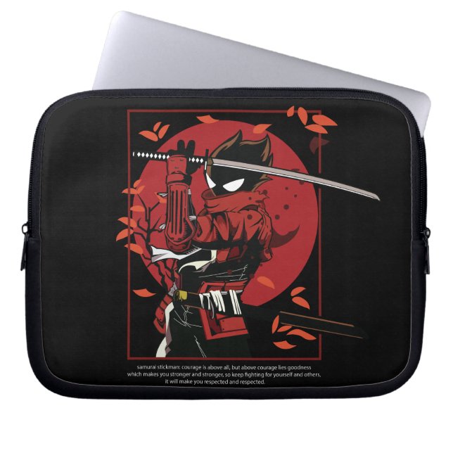 Stickman Samurai Laptop Sleeve (Voorkant)
