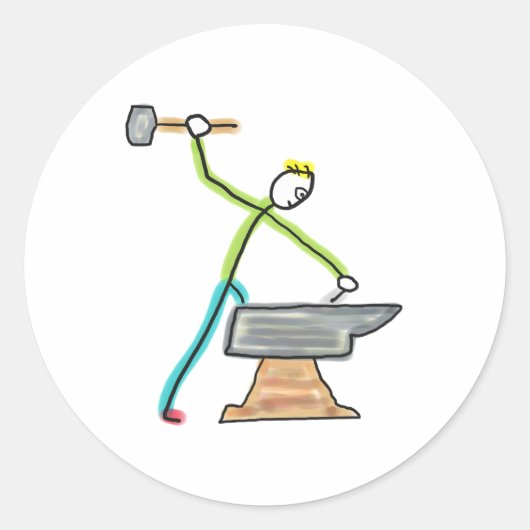 Stickman Smederij Ronde Sticker (Voorkant)
