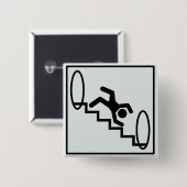 Stickman Stairs - Gevaar Vierkante Button 5,1 Cm (Voorkant /achterkant)