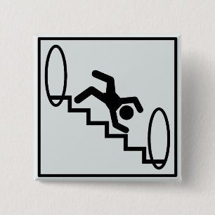 Stickman Stairs - Gevaar Vierkante Button 5,1 Cm