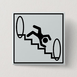 Stickman Stairs - Gevaar Vierkante Button 5,1 Cm