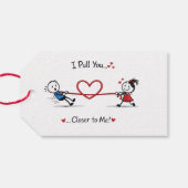 Stickman touwtrekken van liefde cadeaulabel (Achterkant Horizontaal)