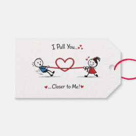 Stickman touwtrekken van liefde cadeaulabel