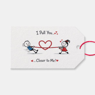 Stickman touwtrekken van liefde cadeaulabel